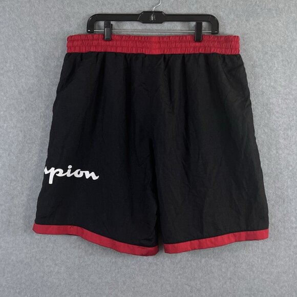 Vintage Champion Big Logo Windbreaker Athletic Gym Shorts Men Sz XL Black - Picture 2 of 10